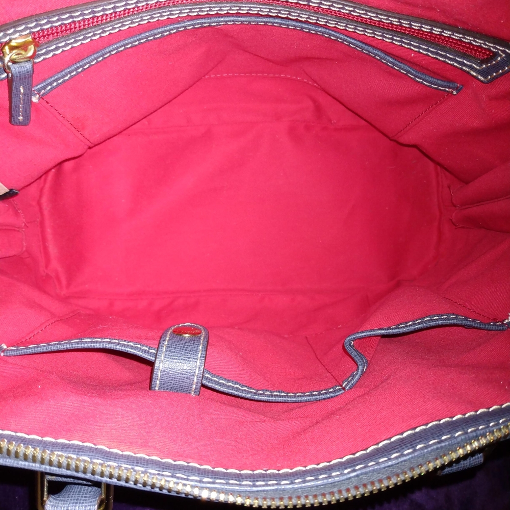 NEW Dooney & Bourke Saffiano Leather Zip Zip Satchel- Elephant w/Silver Hardware - Picture 7 of 10